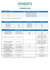 Спецификация Conaquartz